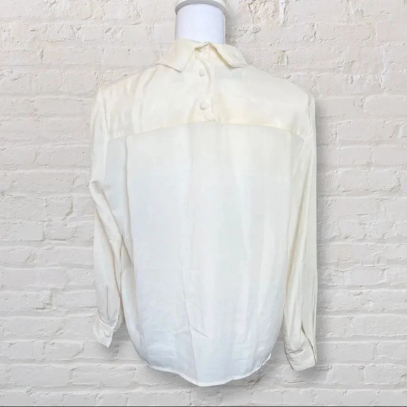 Vintage 80s Josephine Woman Silky Cream Blouson Button Top Size 6 - Picture 4 of 6